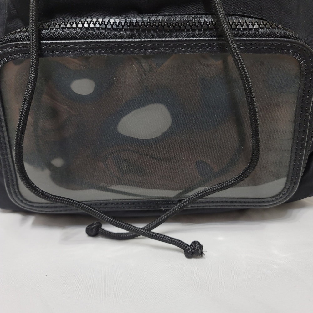 ✨ ZARA Trafaluc Medium Black Vinyl Technical Fabric Backpack - Picture 3 of 9